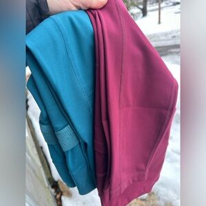 90 Degree By Reflex Maroon and Teal Leggings